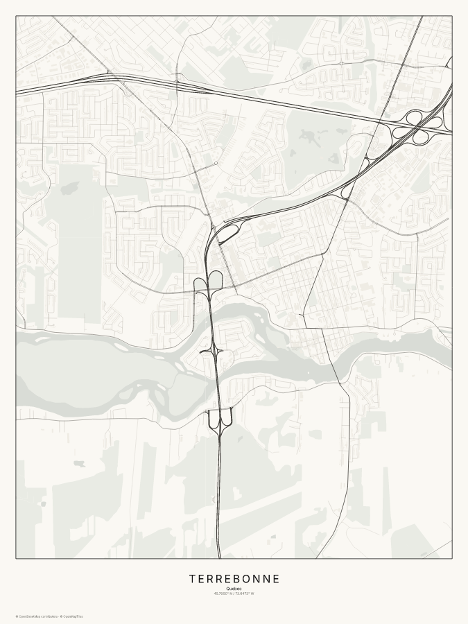 Terrebonne map poster, classic style