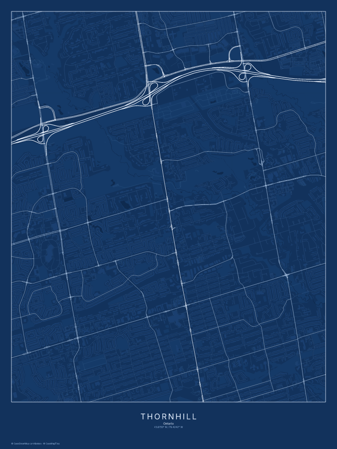 Thornhill map poster, blueprint style