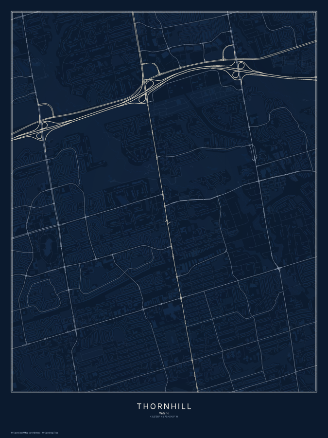 Thornhill map poster, midnight style
