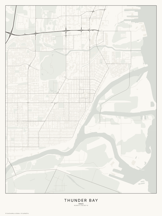 Thunder Bay map poster, classic style