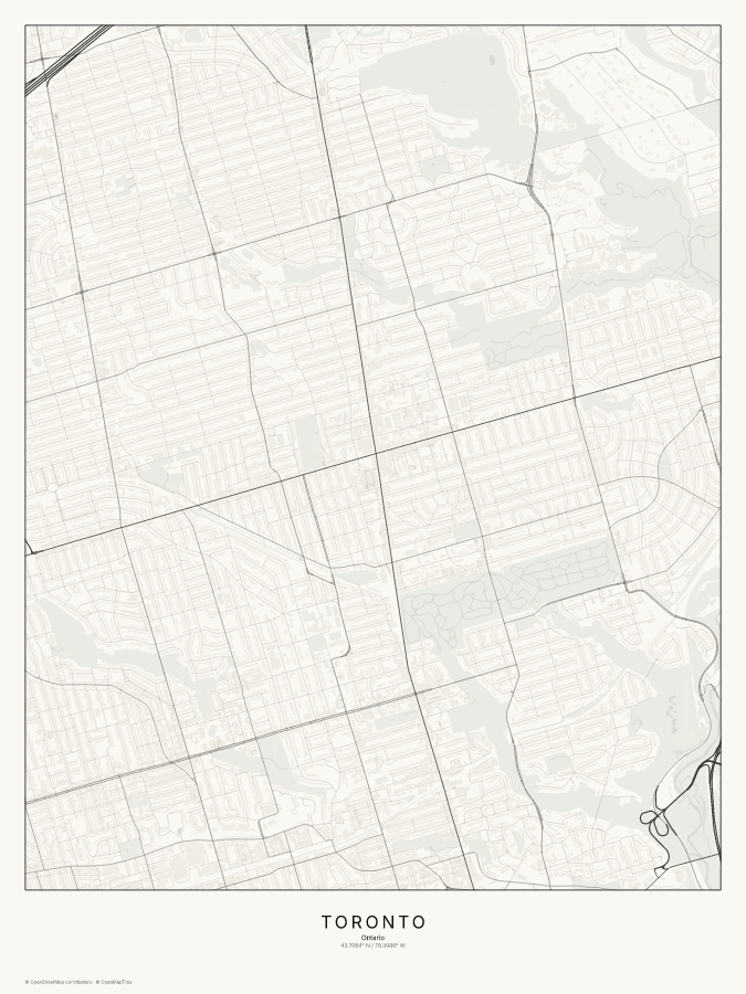 Toronto map poster, classic style