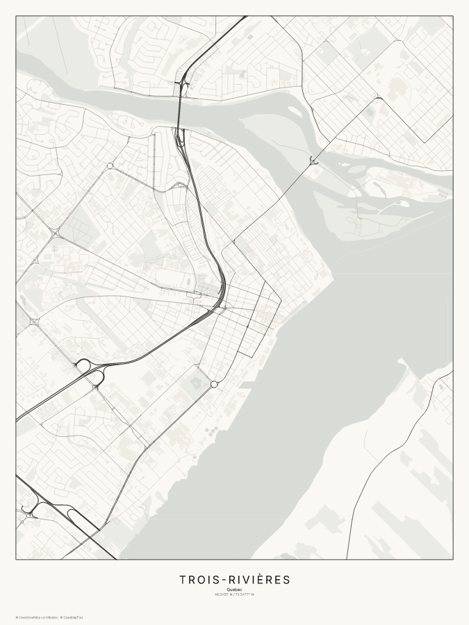 Trois-Rivières map poster, classic style