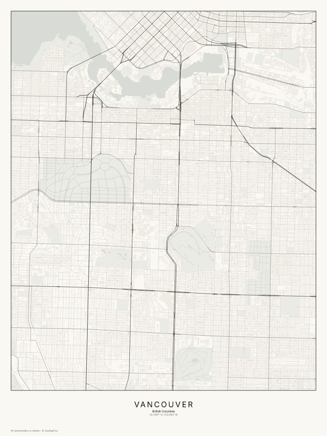 Vancouver map poster, classic style