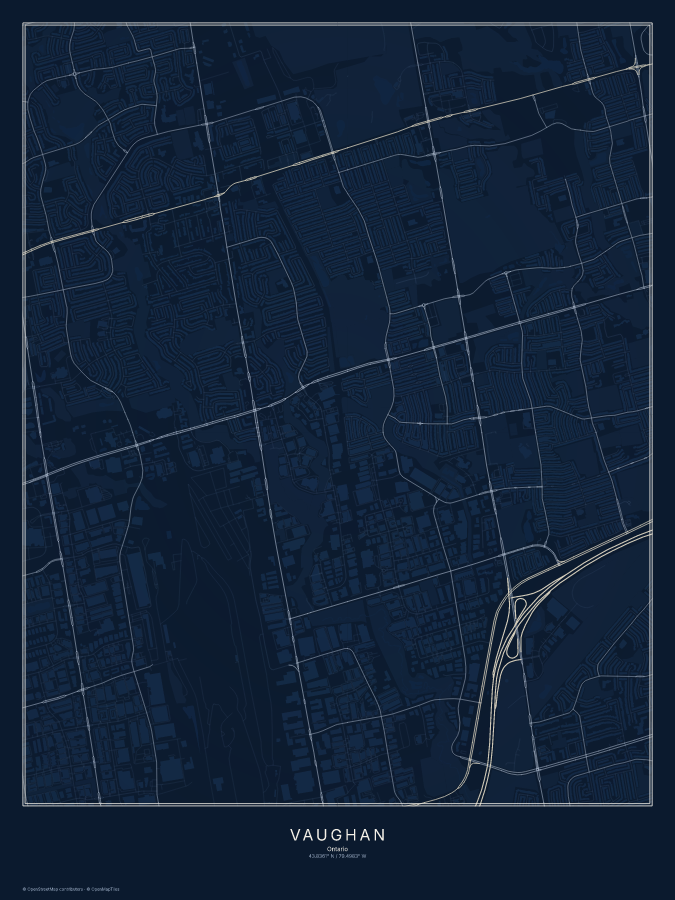 Vaughan map poster, midnight style