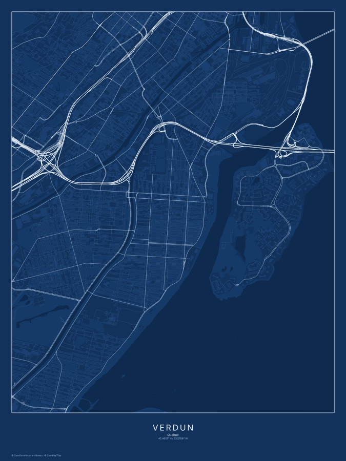 Verdun map poster, blueprint style