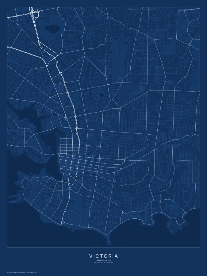 Victoria map poster, blueprint style