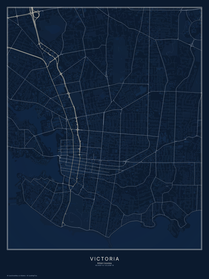 Victoria map poster, midnight style