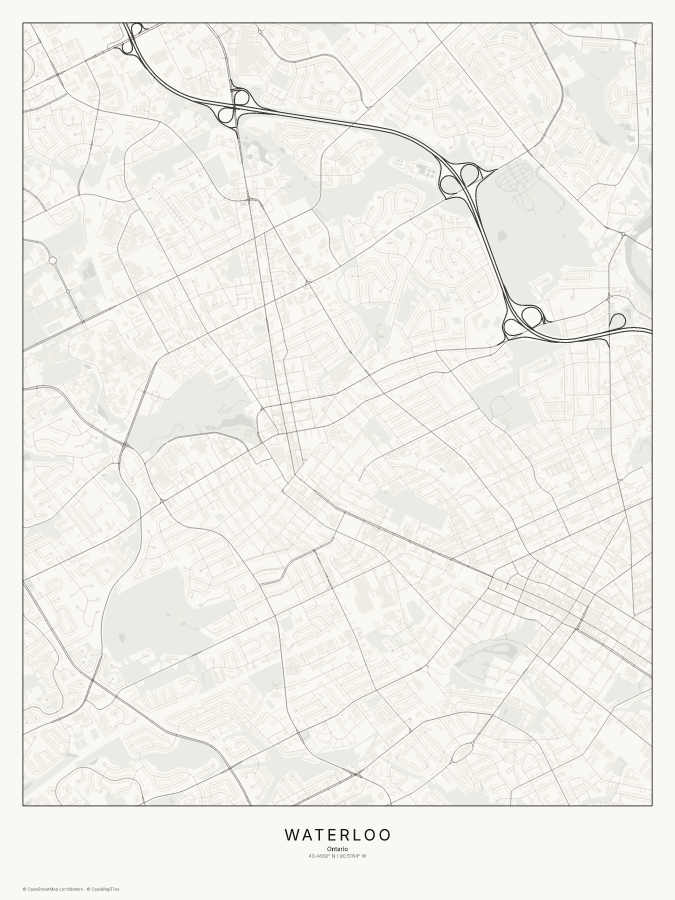 Waterloo map poster, classic style