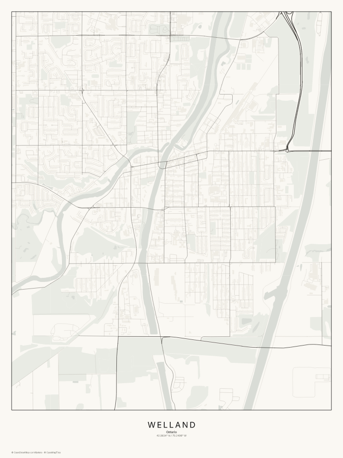 Welland map poster, classic style