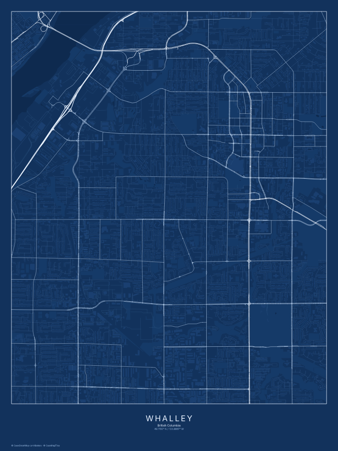 Whalley map poster, blueprint style