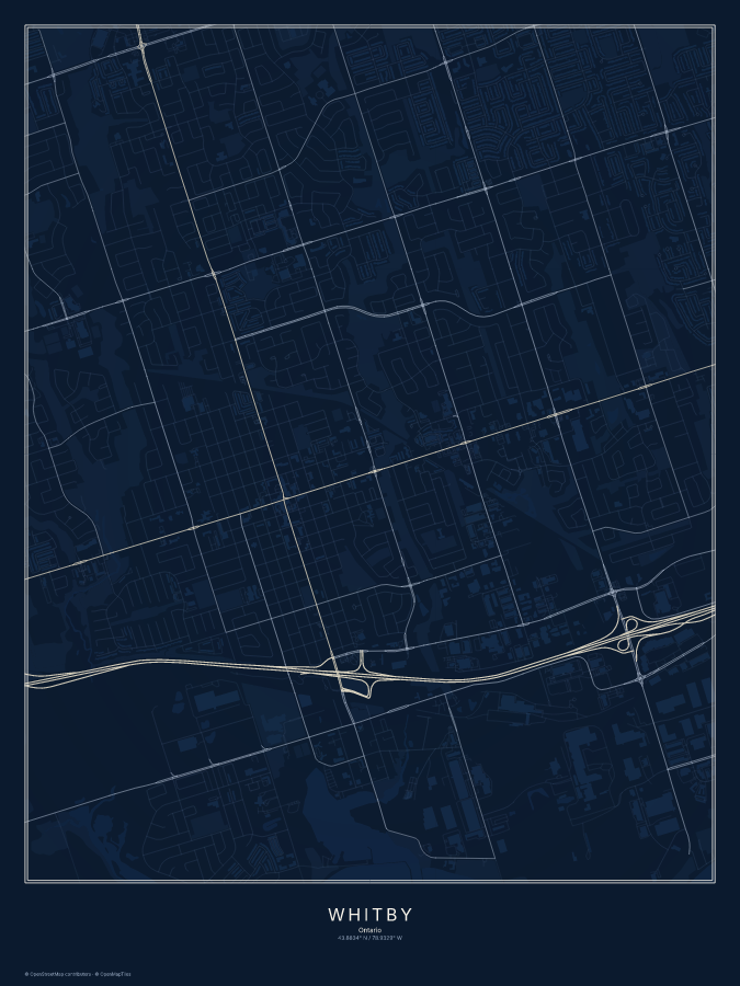Whitby map poster, midnight style
