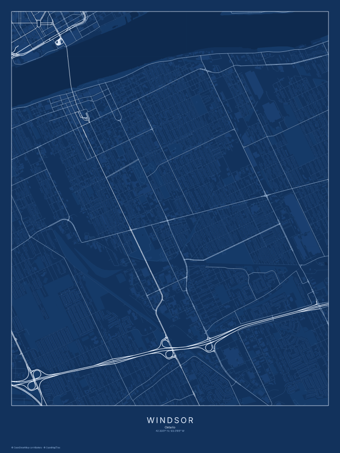 Windsor map poster, blueprint style