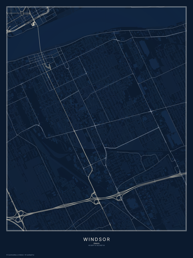Windsor map poster, midnight style