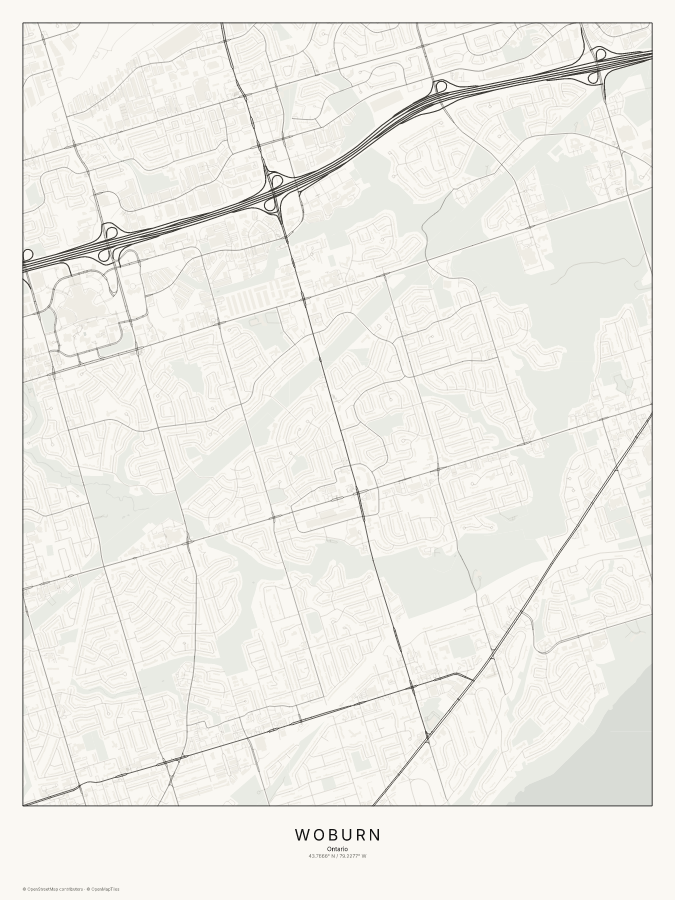 Woburn map poster, classic style