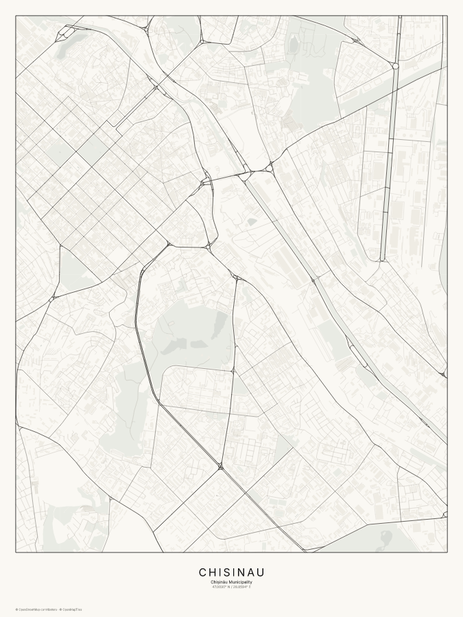Chisinau map poster, classic style