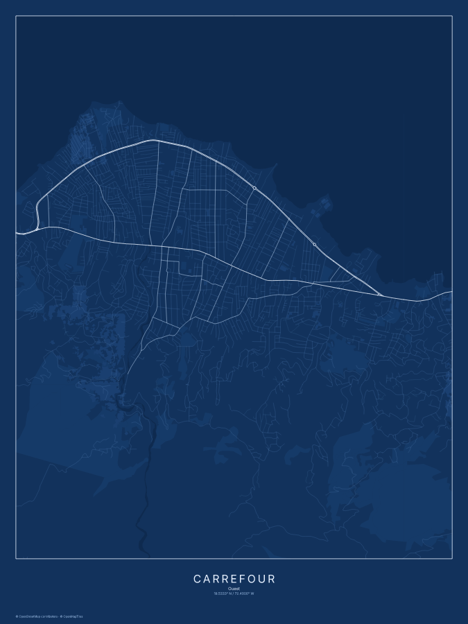 Carrefour map poster, blueprint style
