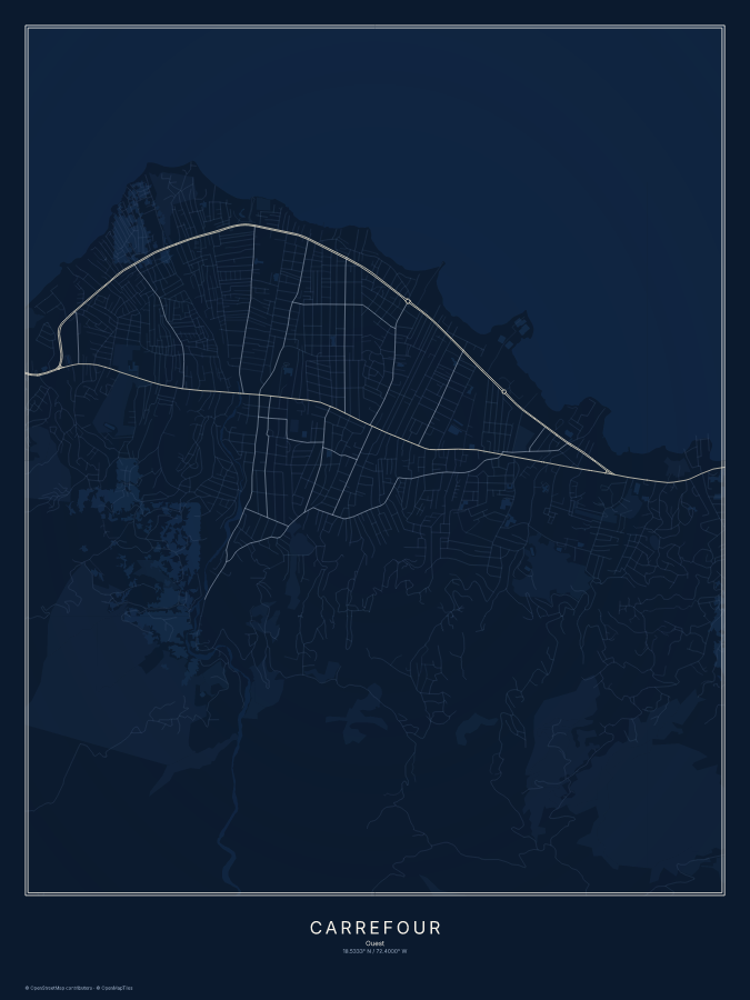 Carrefour map poster, midnight style