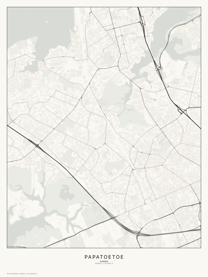 Papatoetoe map poster, classic style