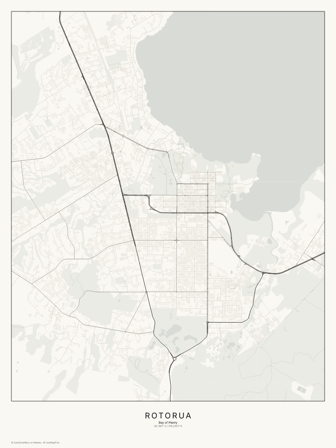 Rotorua map poster, classic style