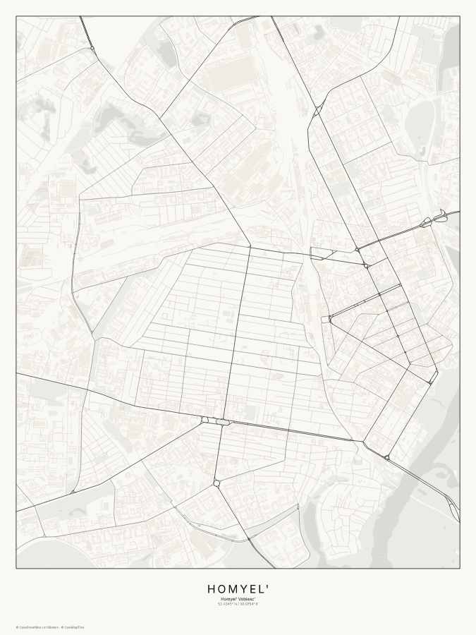 Homyel' map poster, classic style