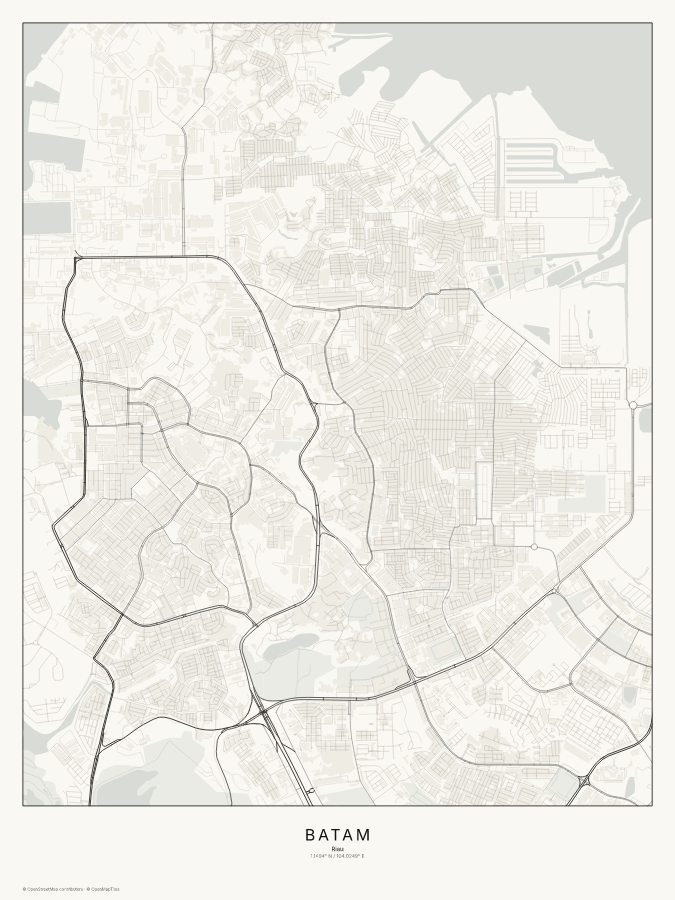 Batam map poster, classic style