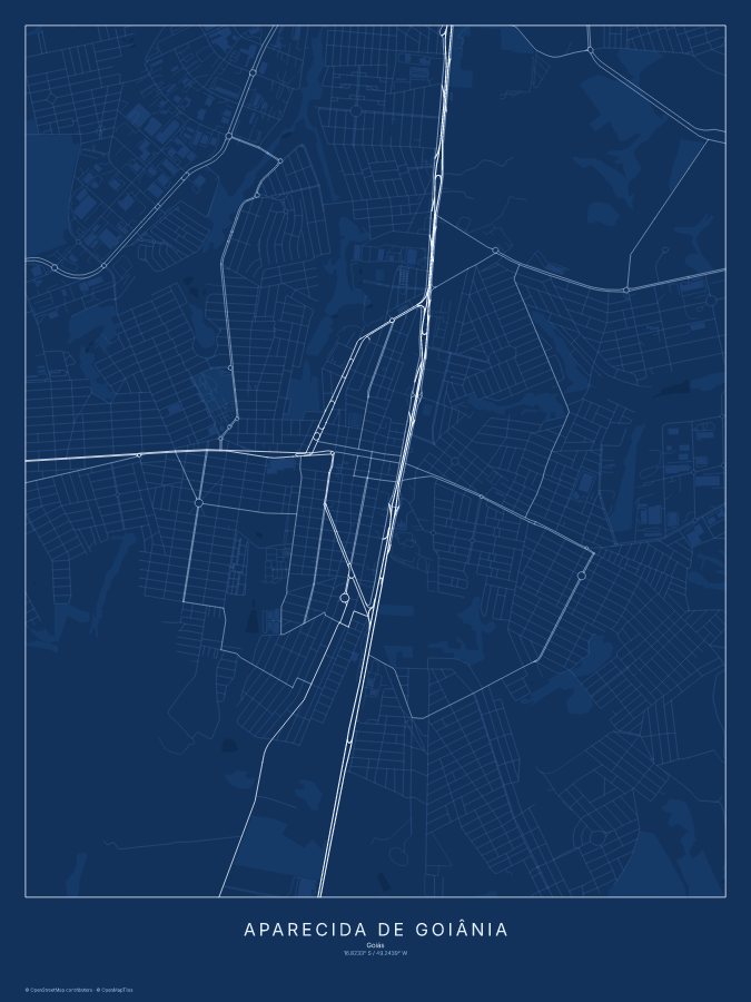 Aparecida de Goiânia map poster, blueprint style