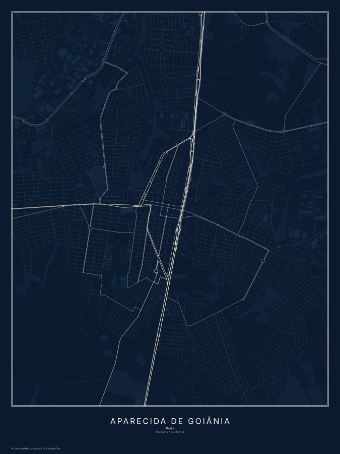 Aparecida de Goiânia map poster, midnight style
