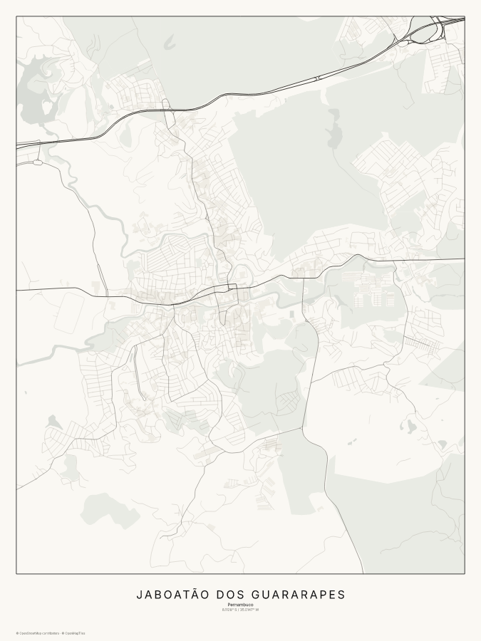 Jaboatão dos Guararapes map poster, classic style