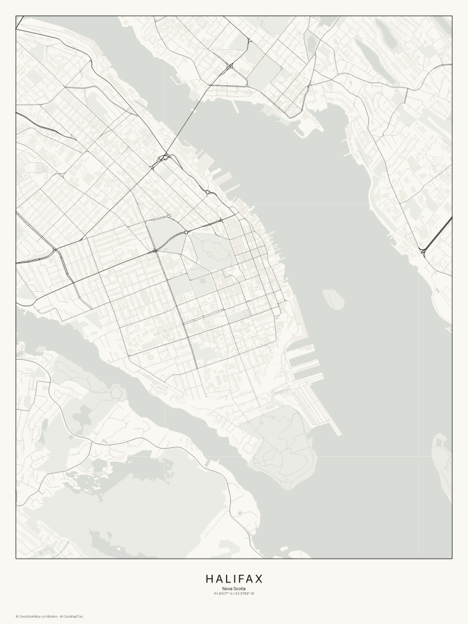Halifax map poster, classic style