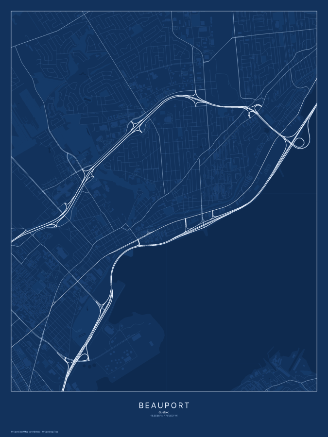 Beauport map poster, blueprint style