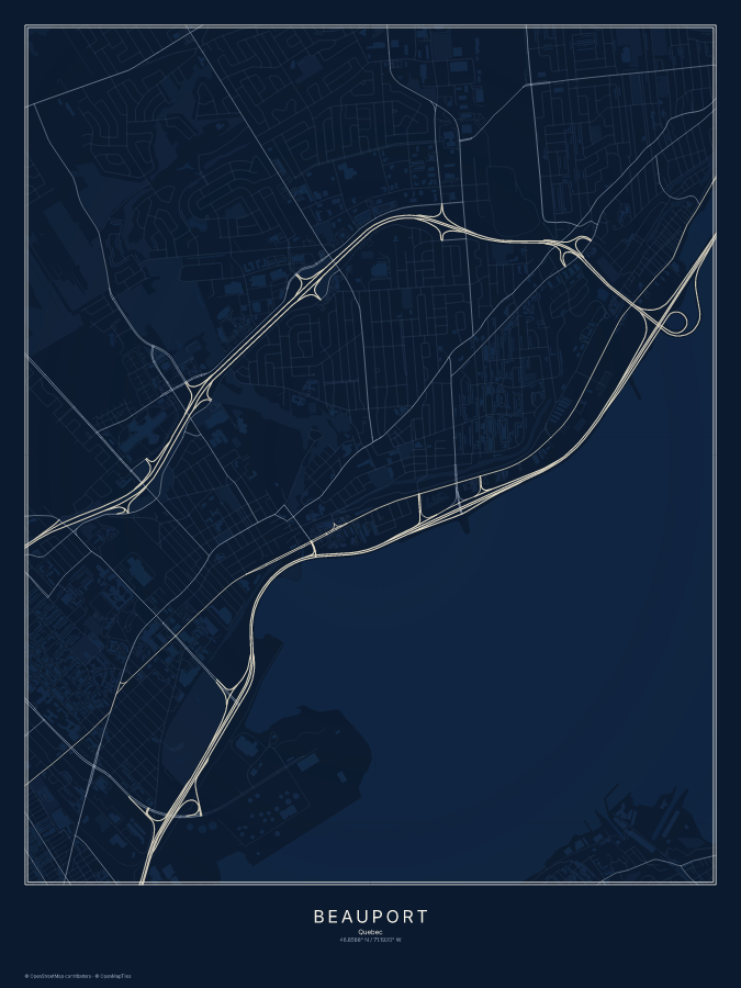 Beauport map poster, midnight style