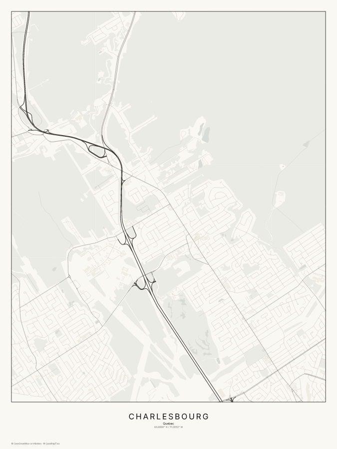 Charlesbourg map poster, classic style