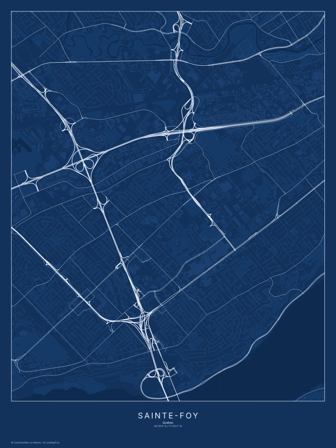Sainte-Foy map poster, blueprint style