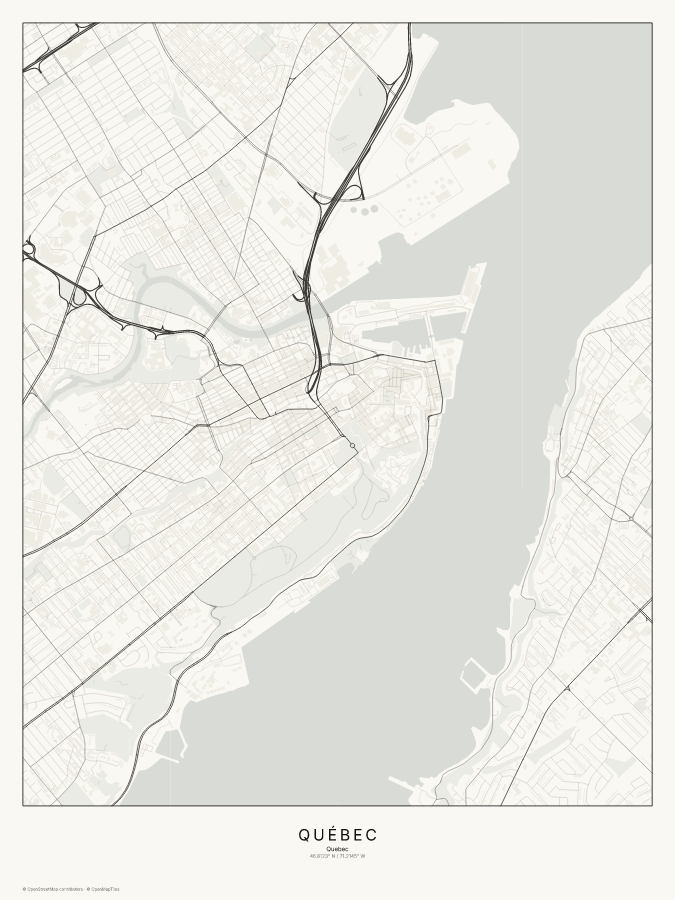 Québec map poster, classic style