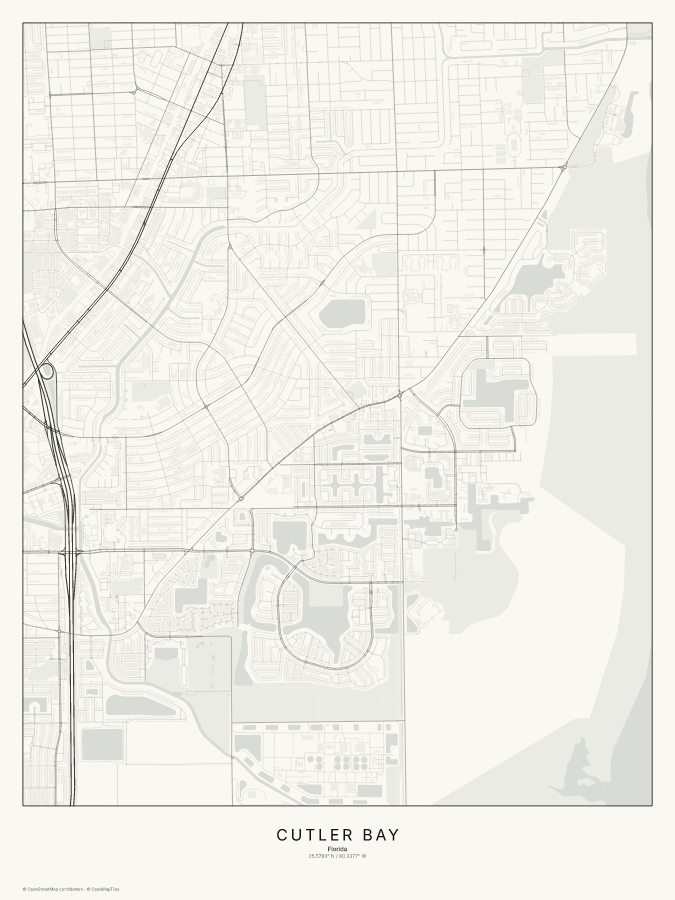 Cutler Bay map poster, classic style