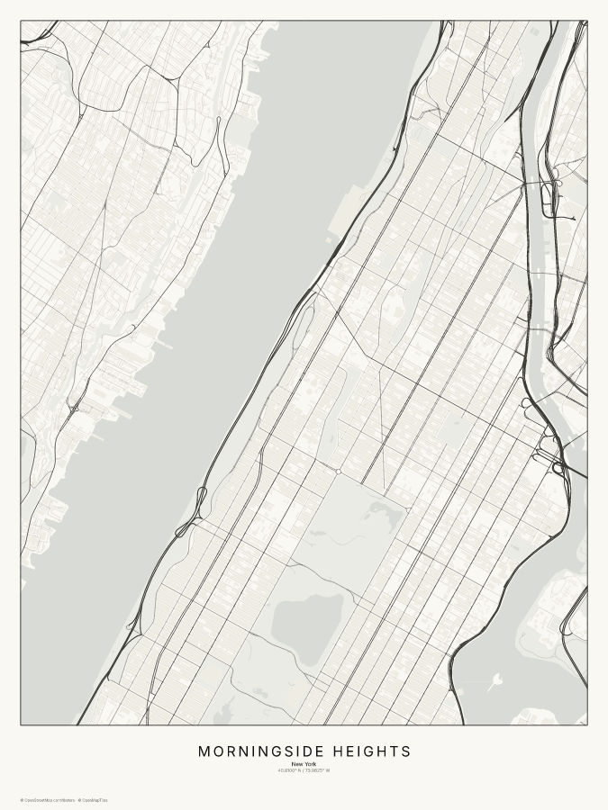 Morningside Heights map poster, classic style