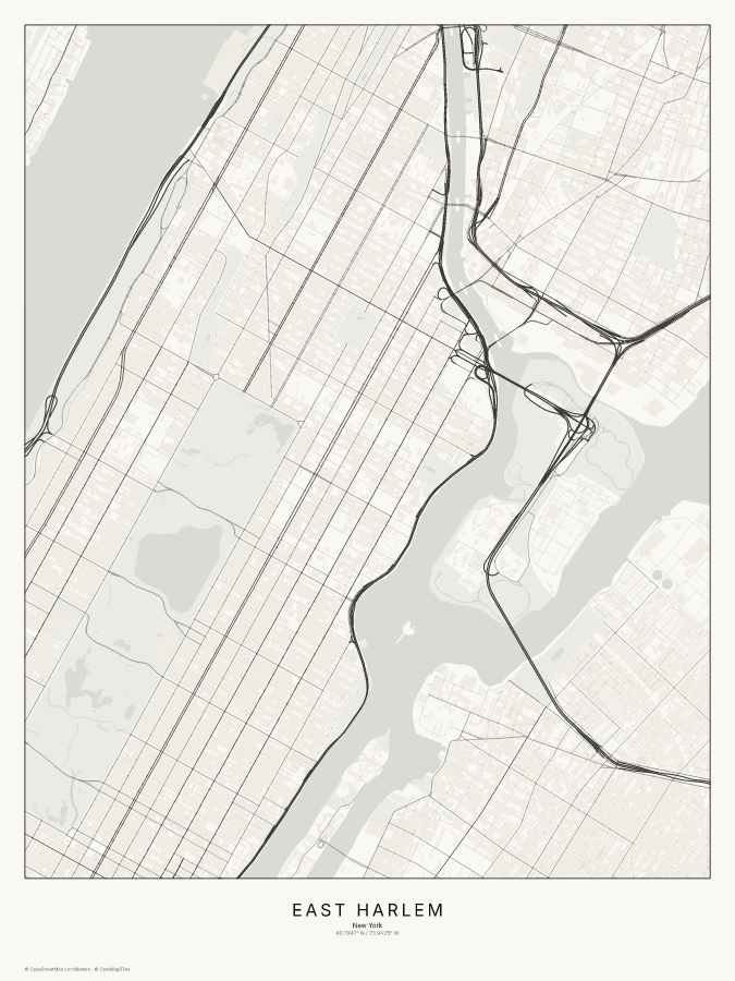 East Harlem map poster, classic style