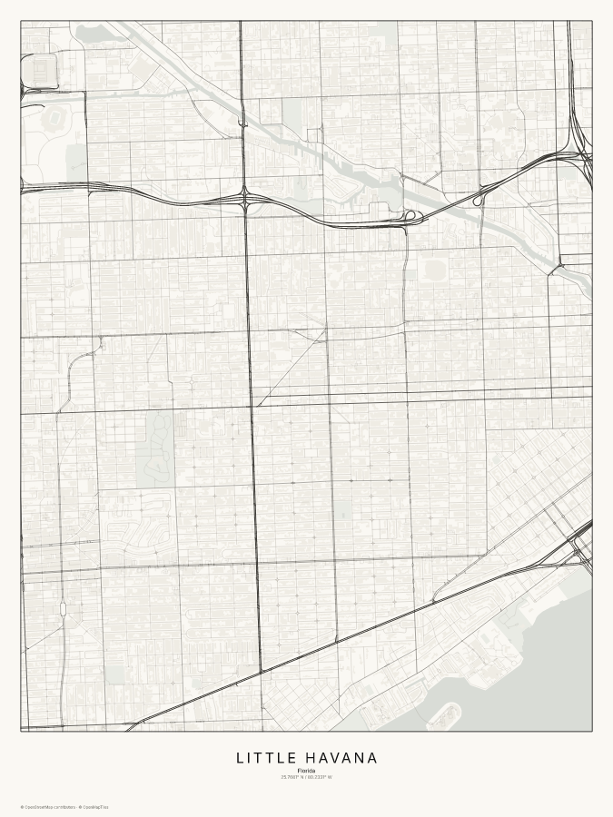 Little Havana map poster, classic style