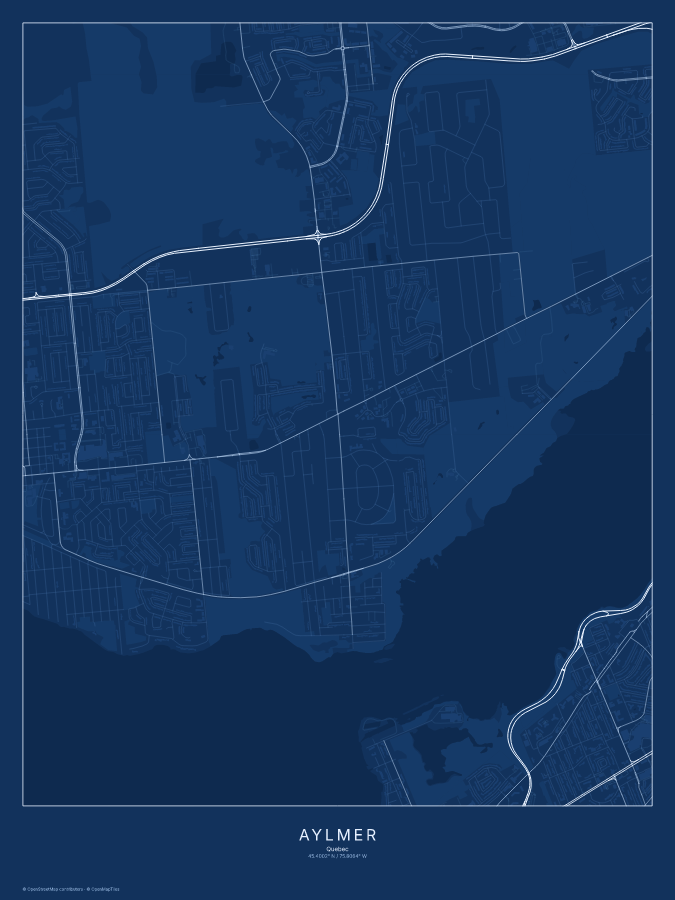 Aylmer map poster, blueprint style