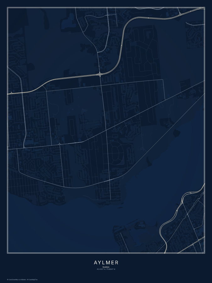 Aylmer map poster, midnight style
