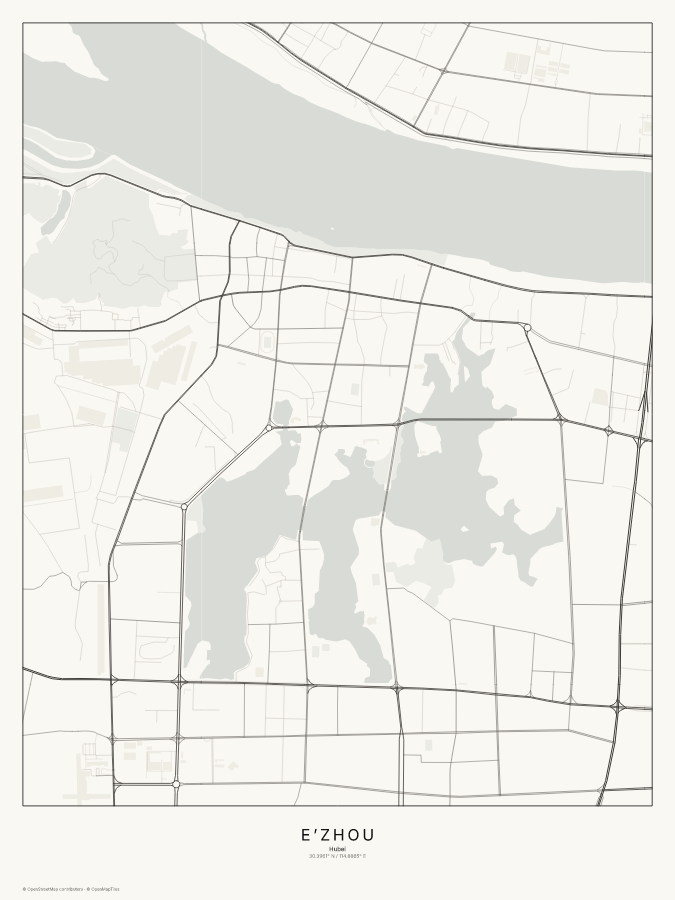 E’zhou map poster, classic style