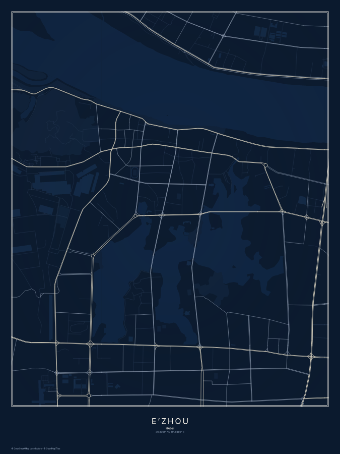E’zhou map poster, midnight style