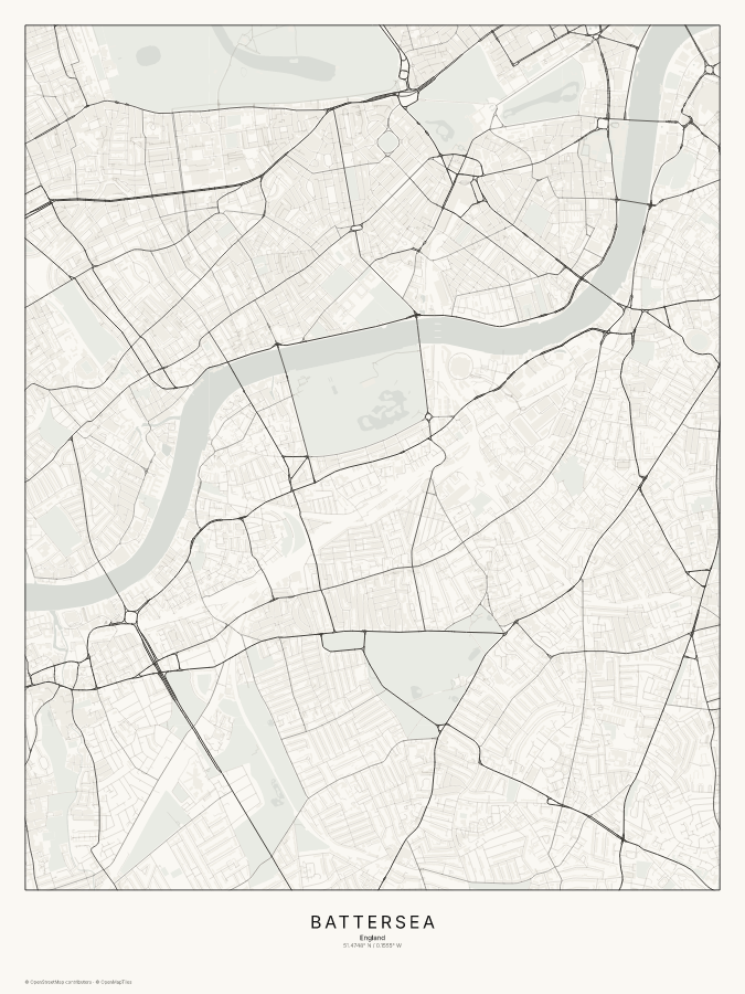 Battersea map poster, classic style