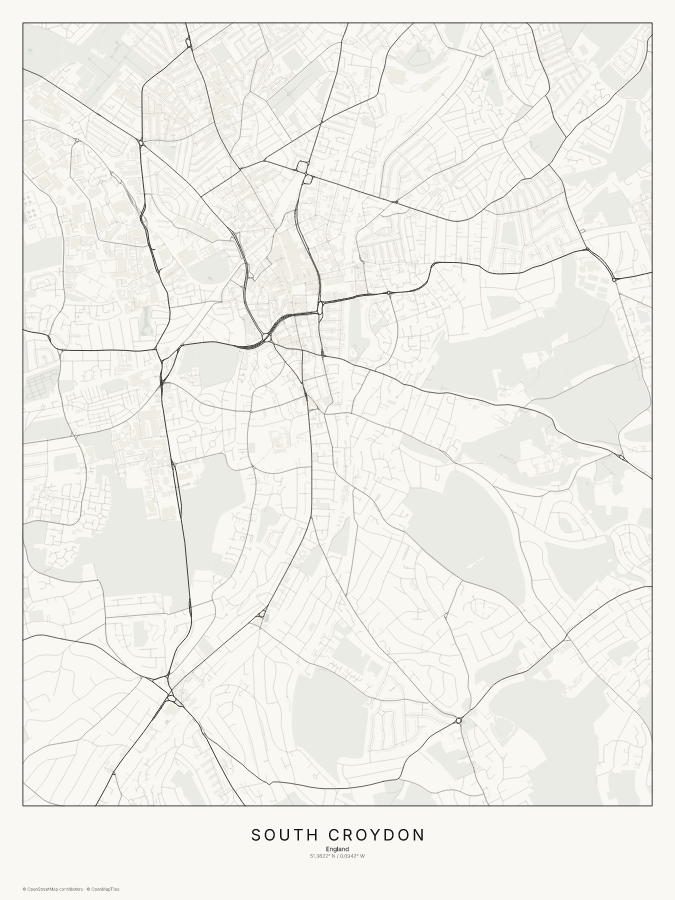 South Croydon map poster, classic style