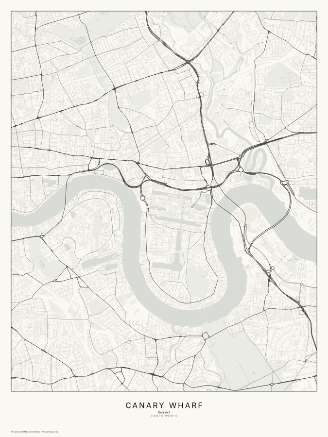 Canary Wharf map poster, classic style