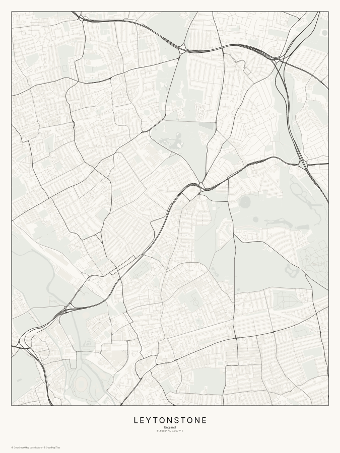 Leytonstone map poster, classic style
