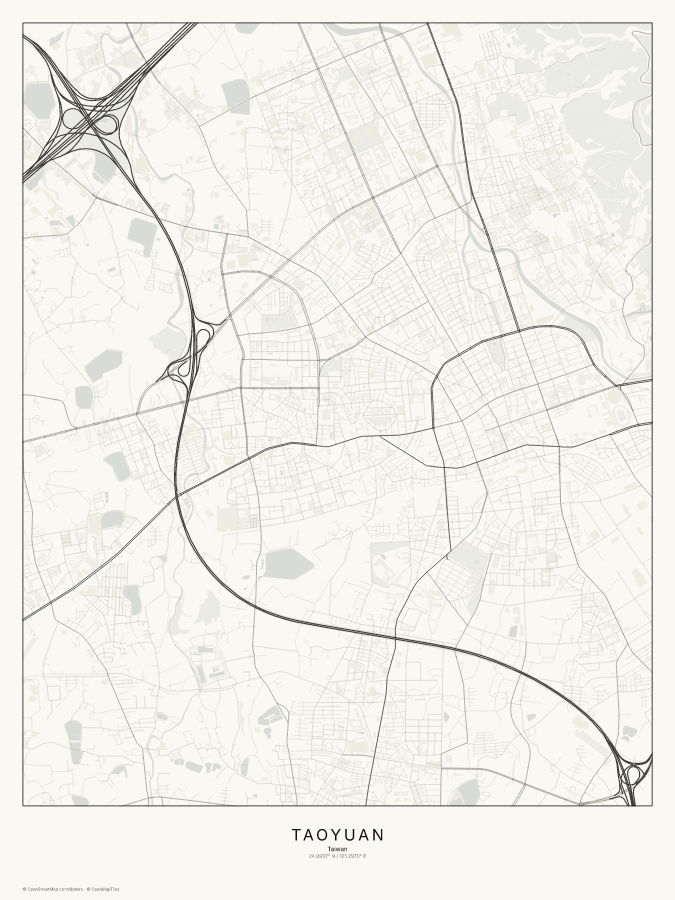 Taoyuan map poster, classic style