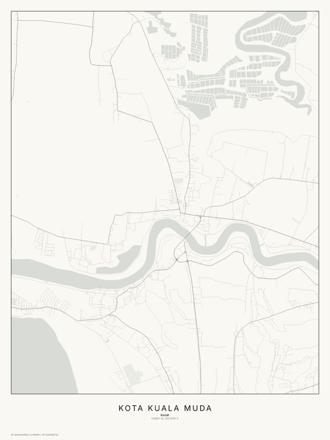 Kota Kuala Muda map poster, classic style