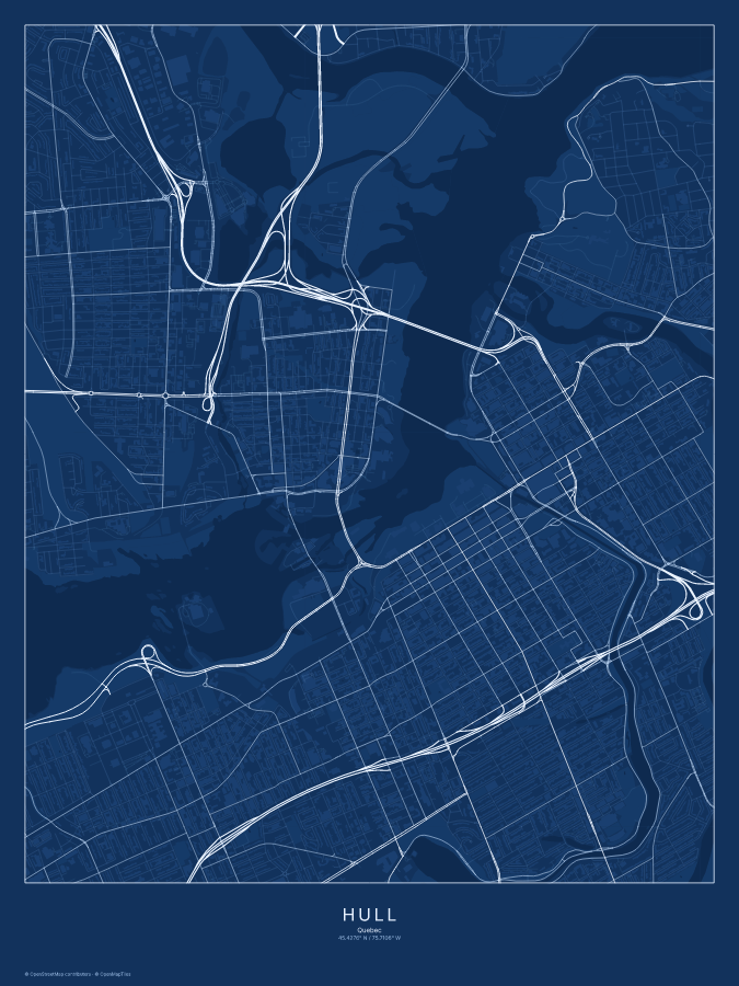 Hull map poster, blueprint style