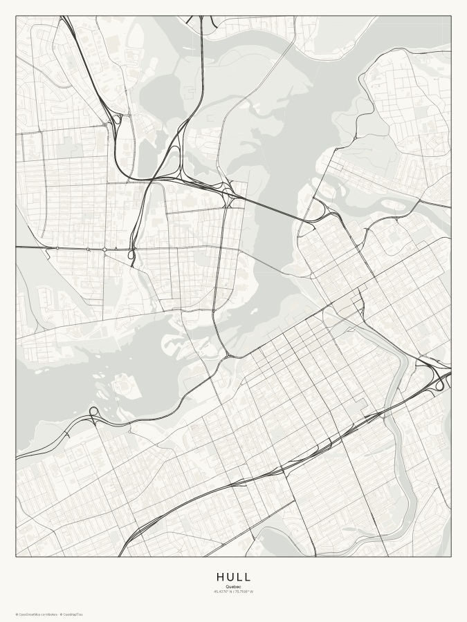 Hull map poster, classic style